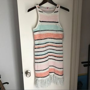 Juicy Couture Sorbet Striped Fringe Sweater Dress